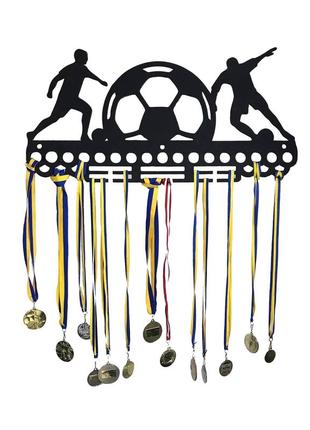Вішалка для медалей purewooddecor футбол 58х28 см чорний