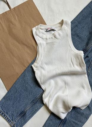 Белая майка топ zara.