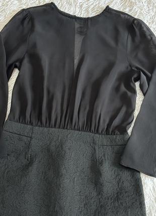 Стильное черное платье zara с прозрачным верхом и твидовым низом