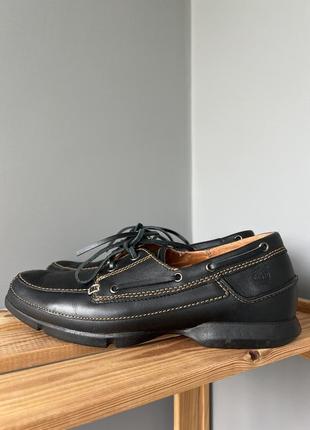 Кожаные мужские туфли лоферы топсайдер timeberland черные