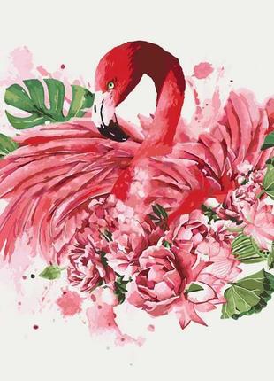 Картина по номерам. животные, птицы "грациозный фламинго" kho4042, 40х40 см