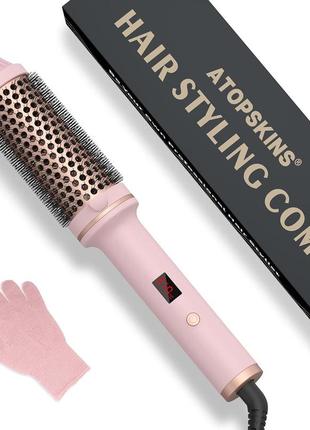Тепловая щетка фен стайлер для укладки волос  38 мм, объемная расческа жк-дисплей 120-210°c