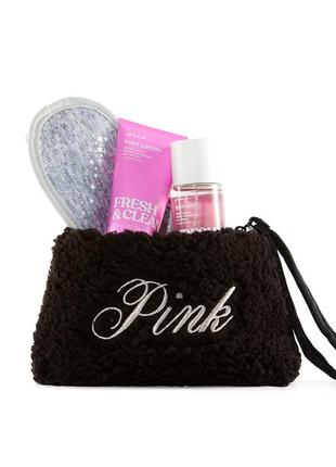 Pink набор косметичка + спрей для тела + лосьон + повязка для сна! victoria’s secret 💓!