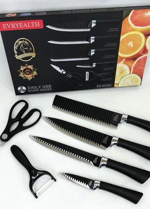 Набор кухонных ножей из стали 6 предметов genuine king-b0011, набор ножей для кухни, кухонный набор ножей
