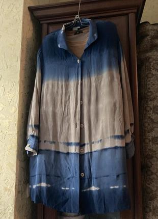 Стильная классная блуза рубашка кофточка туника большого размера 24-26 от ула попкен