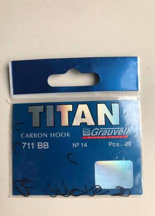 Гачки №14 titan grauvell  carbon hook 711 bb 20 штук