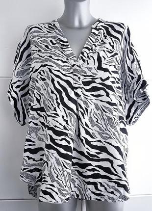 100% льон блуза marks&spencer принт зебра