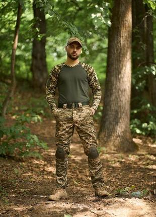 Комплект летний тактический брюки protect мультикам + футболка sleeve хаки мультикам