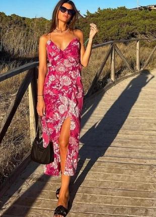 Шикарное шифоновое платье сарафан с воланами и размером zara