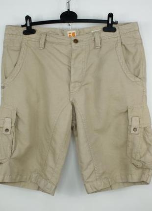 Шикарні лляні карго шорти boss orange comfort fit beige linen cargo shorts