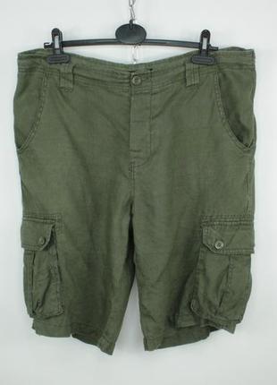 Лляні карго шорти john adams green linen cargo shorts