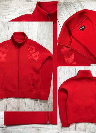 Schott nyc red neoprene vintage full zip hooded jacket размер s ( m )