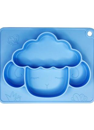 Силіконова тарілка-килимок "баранчик" mgz-0125(blue) 18х23 см