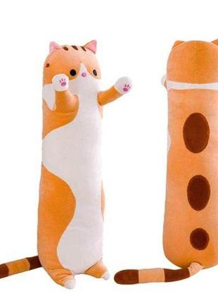 Мʼяка іграшка-обіймашка "кіт-батон", помаранчевий, 70 см