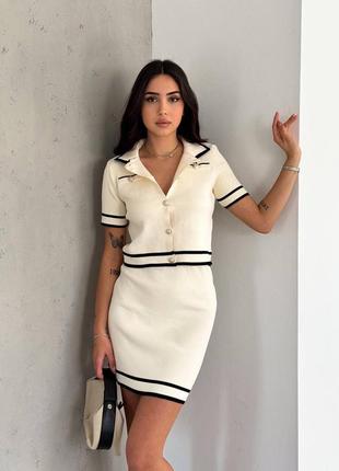 Білий елегантний костюм двійка спідниця-карандаш+джемпер в стилі old money xs s m l 42 44 46