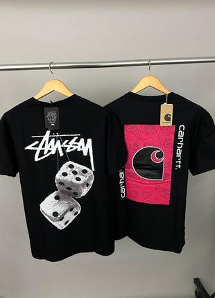 Футболка stussy футболки carhartt кархарт стуси стасі стусси стуссі стусі бегемот біг лого кубікі dice eight ball шар carhartt