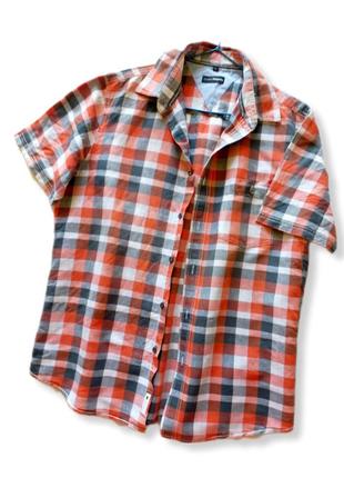 Льняная рубашка в клетку