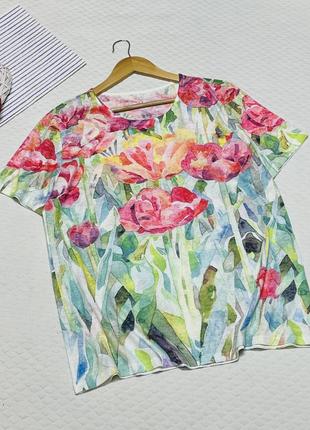 Красивая трикотажная футболка в цветочный принт от бренда north style 🌷 размер 46-48 💥