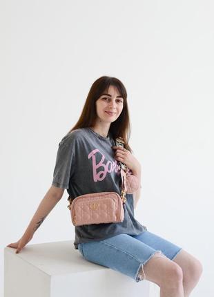 Жіноча м'яка сумка крос боді бренда christian dior пудра крістіан діор 3 в 1 пудра люксова модель