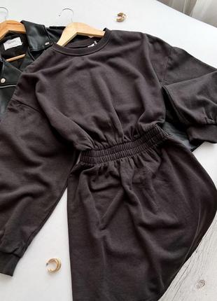 Котонова сукня на флісі у темно-сірому кольорі h&m