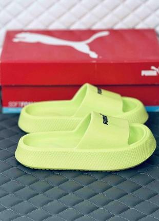 Шлёпанцы женские летние puma calm slide lime шлепки пума салатовые