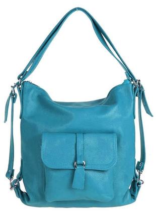 Жіноча шкіряна сумка-рюкзак cavaldi s0080 блакитний -