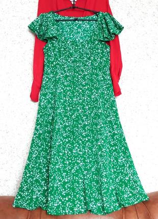 Платье платье зеленый цветочный принт