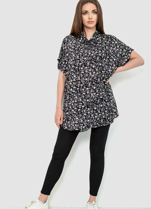 Рубашка женская штапель, цвет черно-бежевый, 102r5230-1