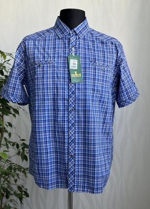Літня чоловіча сорочка великого розміру з коротким рукавом в клітинку теніска шведка чоловіча рубашка