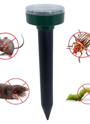 Отпугиватель кротов грызунов насекомых ультразвуковой для газона огорода с аккумулятором на солнечной батарее