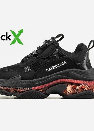 Стильні кросівки balenciaga triple s black/red