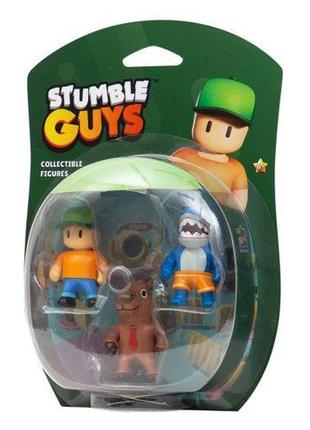 Набір фігурок "stumble guys -мегалодон, містер стамбл, капібара"