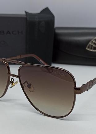 Maybach очки капли мужские солнцезащитные коричневый градиент в коричневом металле