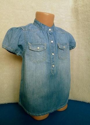 Джинсовая блуза футболка h&amp;m на 7-8 лет