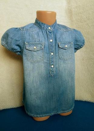 Джинсова блуза футболка h&m на 7-8 років2 фото