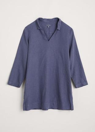 Льняная рубашка seasalt cornwall синяя длинная рубашка туника из льна лен лён натуральная ткань