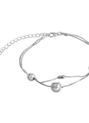 Браслет серебряный с шарами, размер 16 см x 0,11 см, вес: 3.3 г