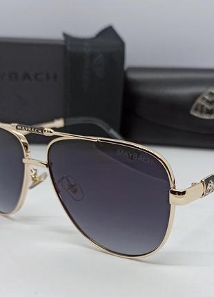 Maybach очки капли мужские солнцезащитные серый градиент в золотой металлической оправе