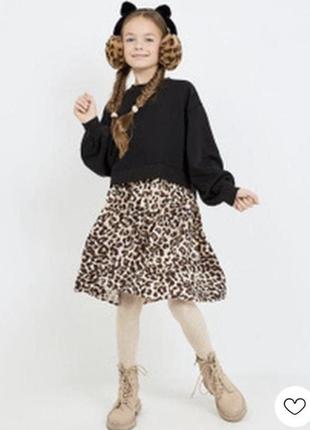 Леопардове плаття next-плаття з худі