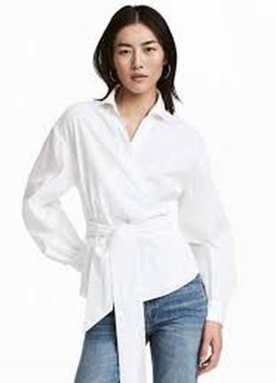 Идеальная белая рубашка/блуза з запахом h&m xl🌸