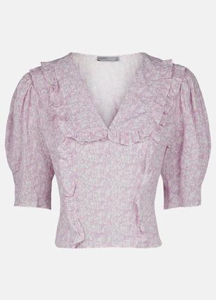 Нежно-сиреневая блуза с кукольным воротником oasis сиреневая розовая блузка с большим воротником