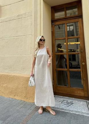 Сарафан,женское летнее платье длинное с разрезами,жіноча довга сукня з льону льон,лён