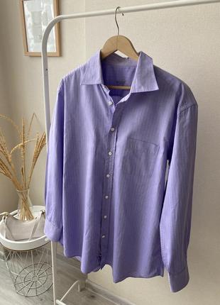 Фіолетова сорочка оверсайз бузкова рубашка котон бавовна люкс
