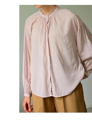 Нежно-розовая легкая рубашка женская. женская блуза свободного кроя