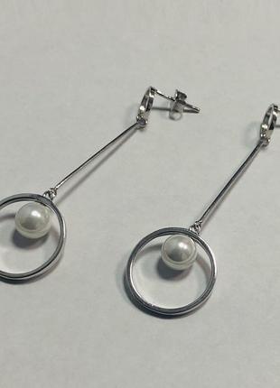 Серебряные серьги со вставкой sea shell pearl