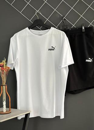 Шорти puma білий лого + футболка puma біла