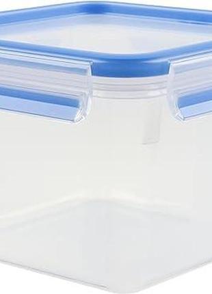 Квадратний контейнер для зберігання харчових продуктів з кришкою, emsa 508537 1,75 л, прозорий/синій (упаковка з 2 шт.)