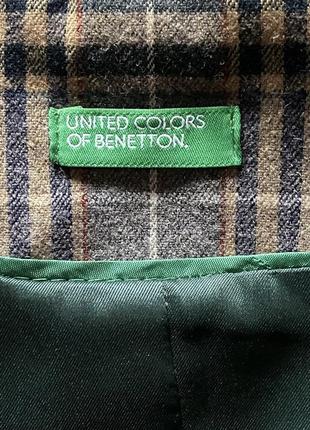 Шерстяной жакет пиджак united colors of benetton италия в клетку серый люкс бренд