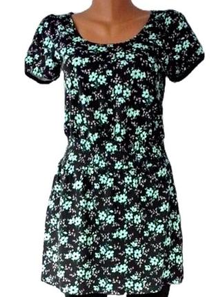 Стильная туника бирюзовые цветы topshop. размер uk12/eur40, м