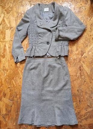 Шерстяной кашемировый комплект жакет пиджак юбка madeleine
